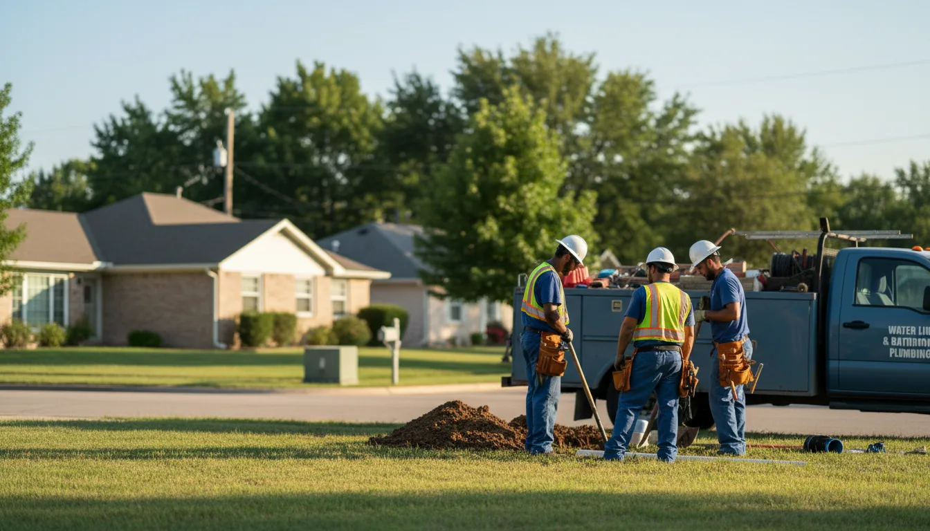 Residential water line and bathroom plumbing service in Moffett, OK